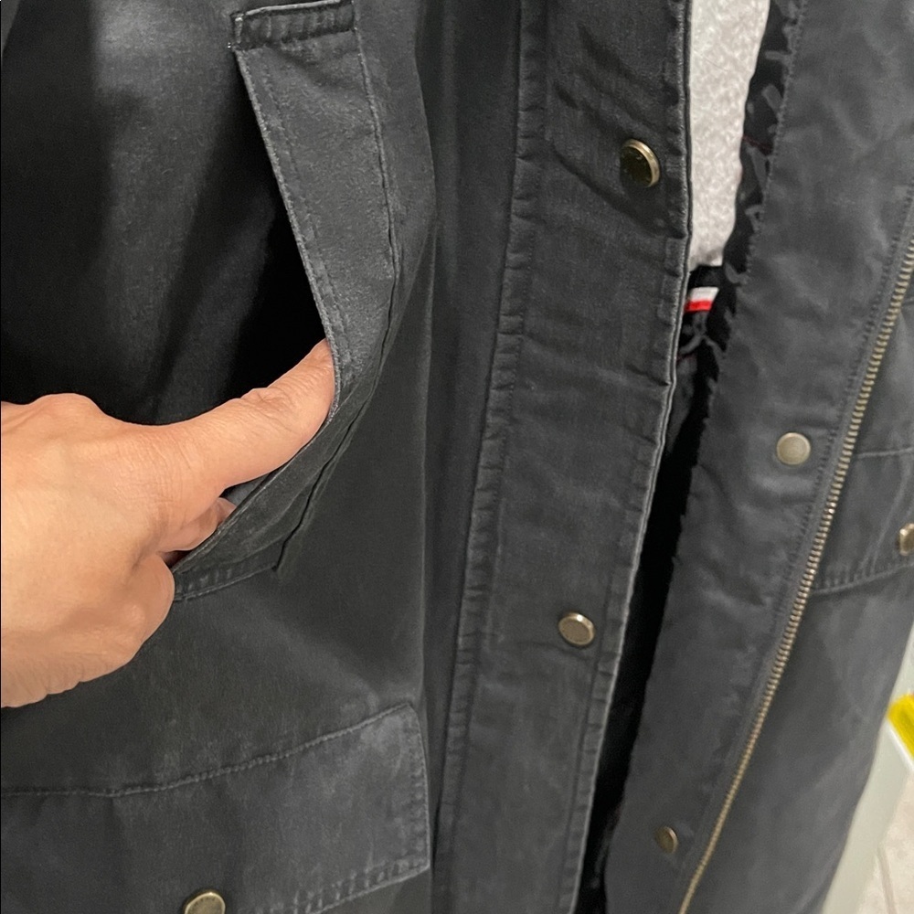 NWT HUNTER long winter hooded coat Ellie Waxed Like Padded Parka Black M - Picture 12 of 17
